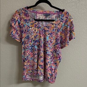 Democracy Multicolor Abstract Short Sleeve Top